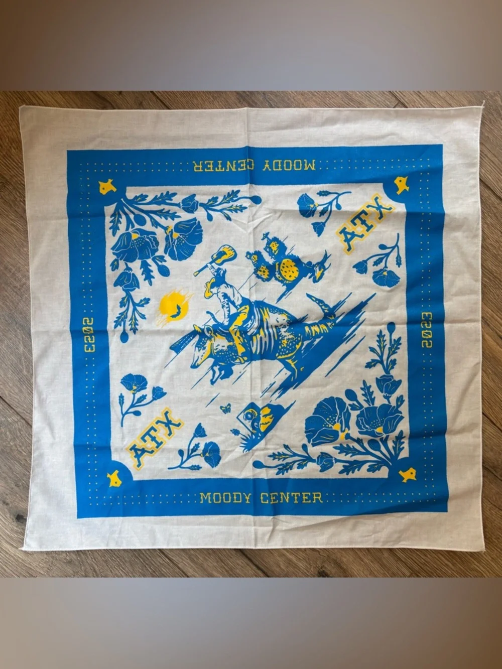 ATX Moody Center 2023 Austin Texas Screen Printed Cotton Bandana 21” Collectable